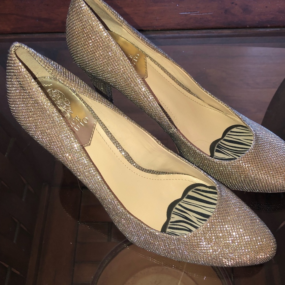 Vince Camuto silver sparkle heels, SZ 8